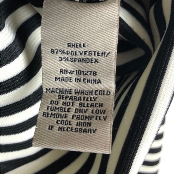 Beige by ECI Black and Cream Striped Knit Maxi Skirt with Side Slit - Picture 6 of 6